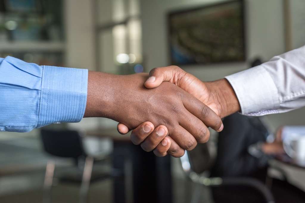 handshake in an office